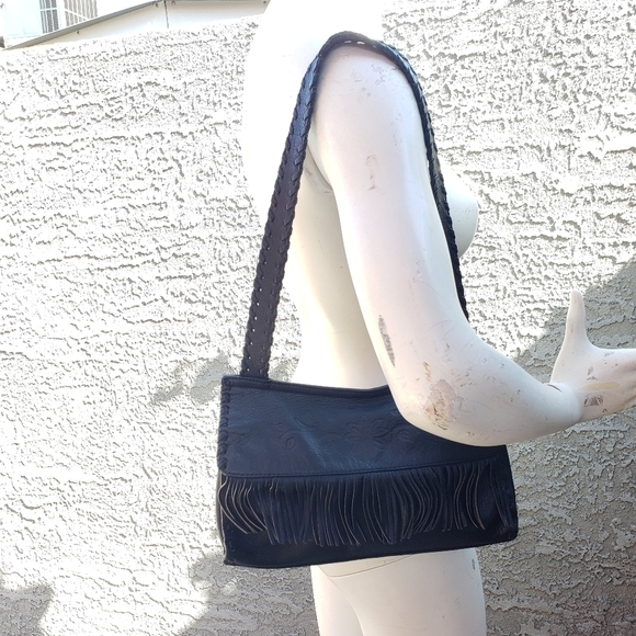 🤩RARE Fossil Leather Fringe Hobo Shoulder Bag‎ - Picture 11 of 12